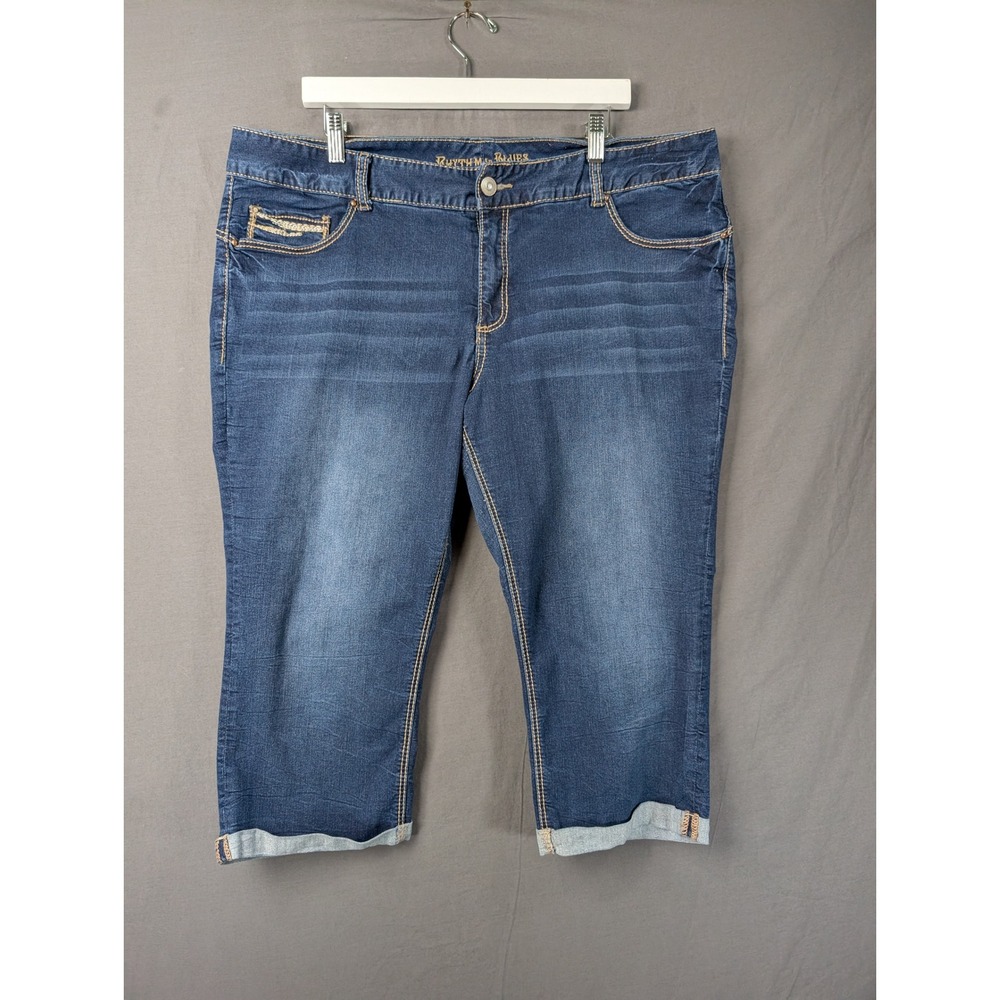 Rhythm in Blues Womens Size 20 Hourglass Slimmer Capri Jeans Blue Denim 5283‎